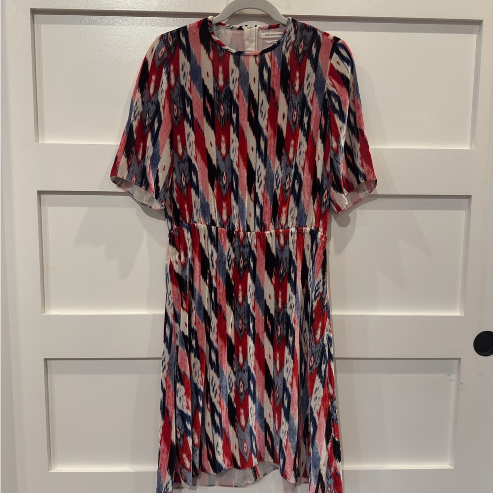 Isabel Marant Red and Blue Patterned Midi Dress